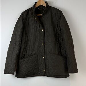 Barbour Dark Brown Quilted Utility Jacket Size 14
